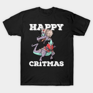 Critical Hit D20 Dice RPG Meme PnP Dragon Happy Critmas Gift T-Shirt